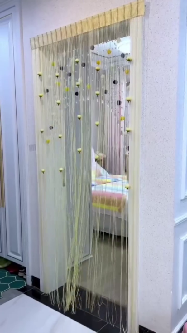 Decorative String Curtain with Beads – Blue Partition Hanging for Doorways & Windows - Image 2