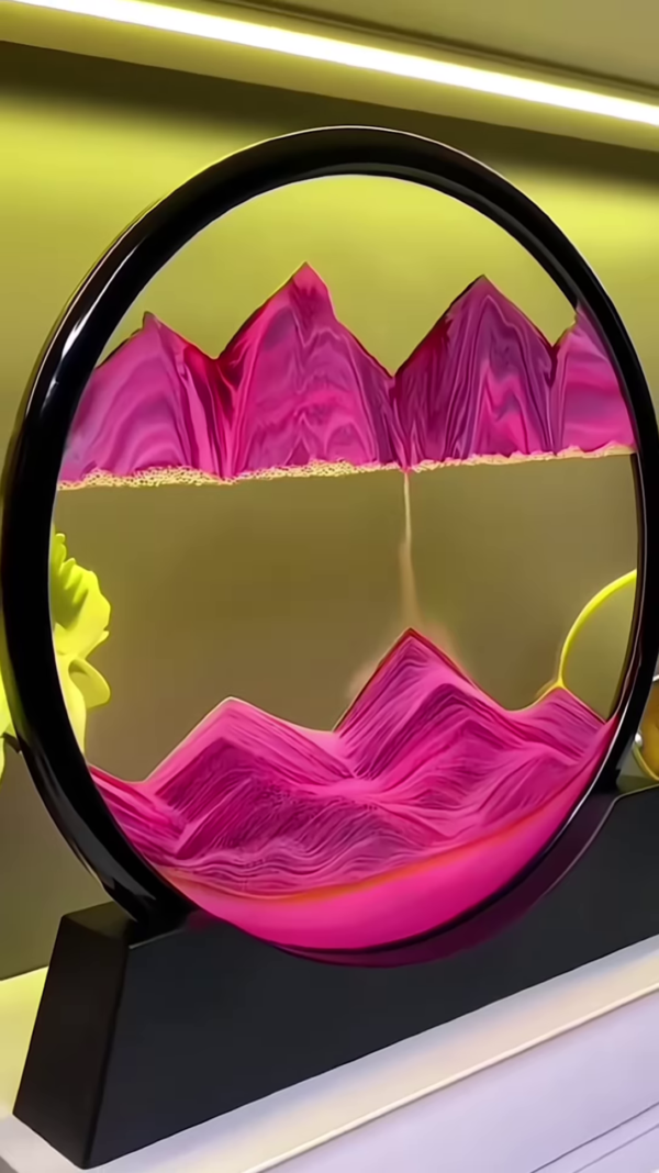 Elegant Rotating Sand Art Frame ? Mesmerizing Pink Landscape Edition