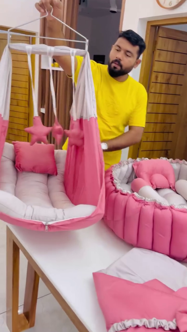 Baby Bed with Mosquito Net ? Ultra Soft Newborn Lounger with Pillow & Protective Canopy - Image 6