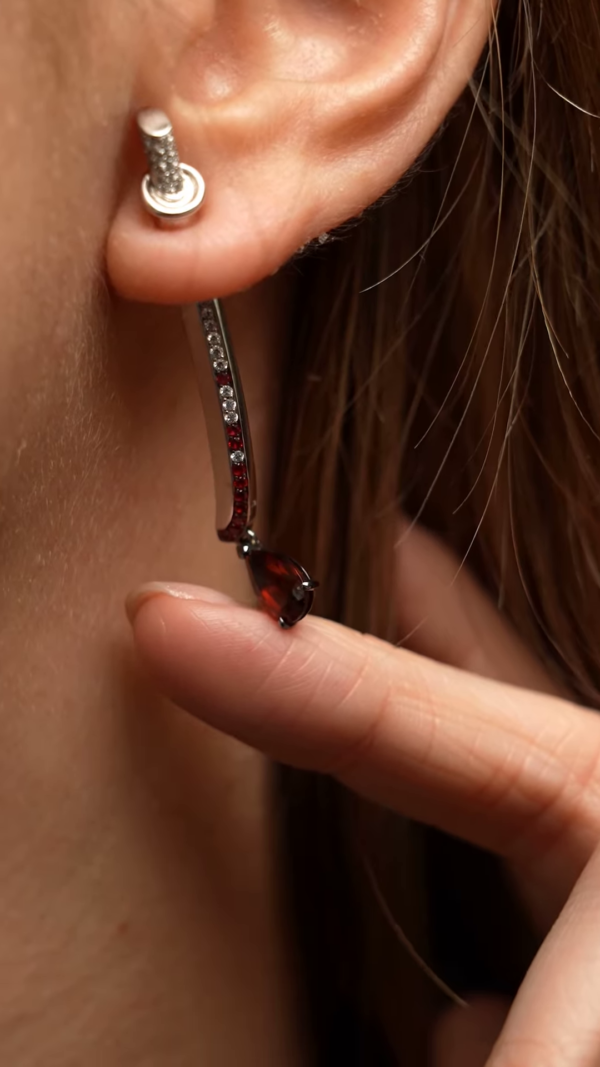 Crimson Katana Statement Earrings - Image 2