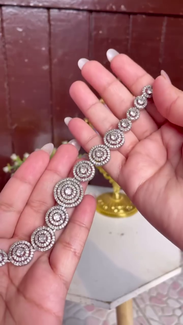Art Deco Inspired Circular Crystal Bracelet - Image 2