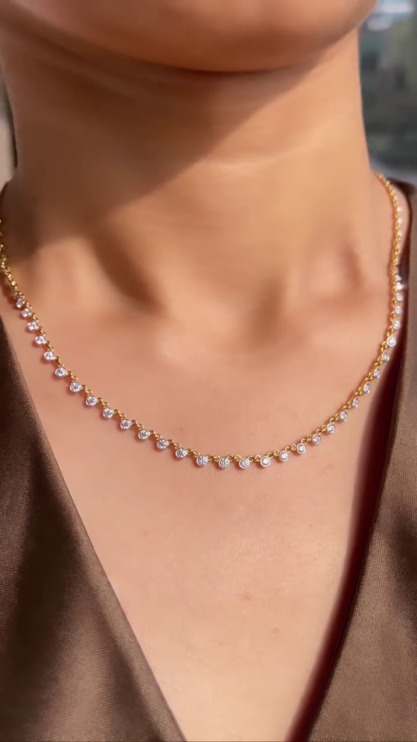 Delicate Bezel-Set Diamond Station Necklace
