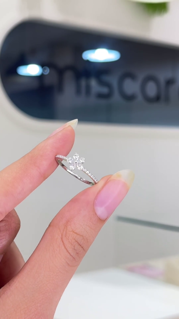 Delicate Floral Cluster Diamond Ring - Image 3