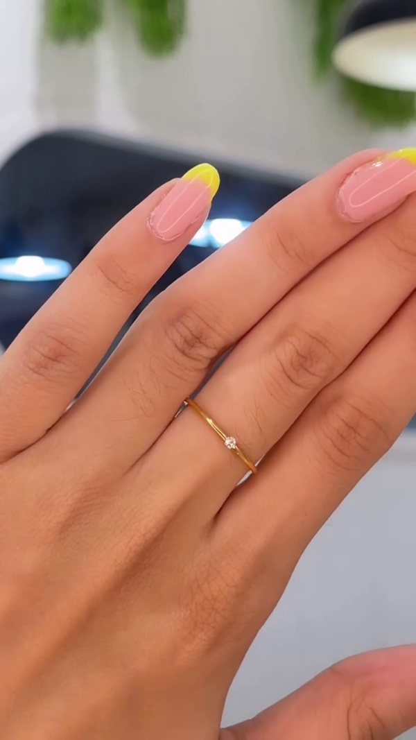 Minimalist Solitaire Accent Ring with Ultra-Thin Band - Image 2